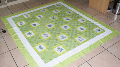 Big quilt with teddy bear machine embroidery